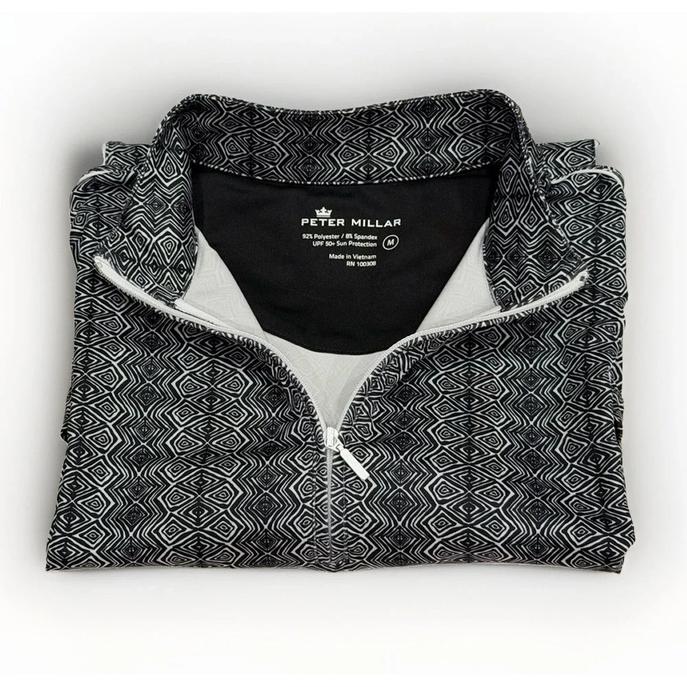 Peter Millar Perth Performance 1/4 Zip Raglan Pullover Geometric Print Women's M